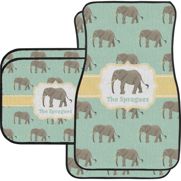 Custom Elephant Car Floor Mats Set - 2 Front & 2 Back (Personalized)
