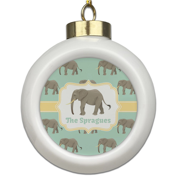 Custom Elephant Ceramic Ball Ornament (Personalized)