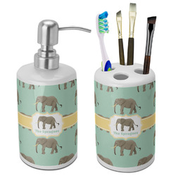 Elephant Ceramic Bathroom Accessories Set (Personalized)
