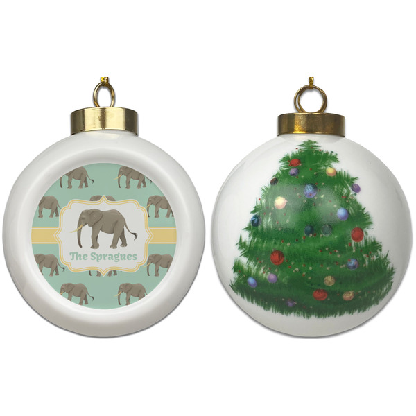 Elephant Ceramic Christmas Ornament - X-Mas Tree (APPROVAL)