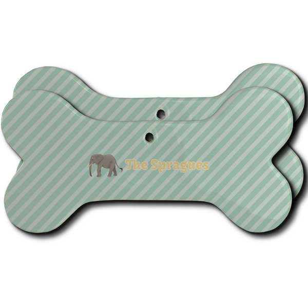 Custom Elephant Ceramic Dog Ornament - Front & Back w/ Name or Text