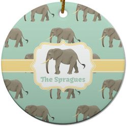 Elephant Round Ceramic Ornament w/ Name or Text