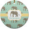 Elephant Ceramic Flat Ornament - Circle (Front)