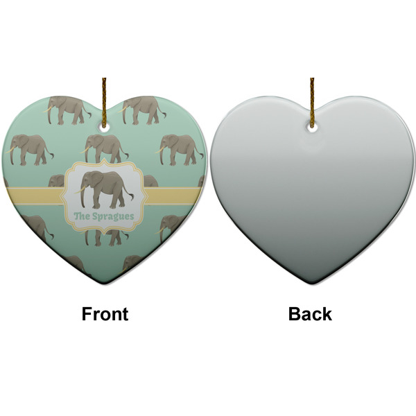 Elephant Ceramic Flat Ornament - Heart Front & Back (APPROVAL)