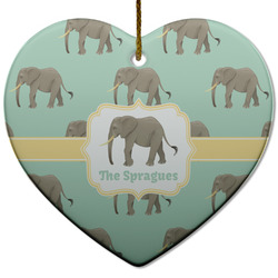 Elephant Heart Ceramic Ornament w/ Name or Text