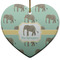 Elephant Ceramic Flat Ornament - Heart (Front)