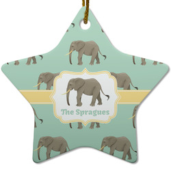 Elephant Star Ceramic Ornament w/ Name or Text