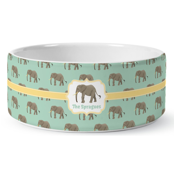 Custom Elephant Ceramic Dog Bowl - Large (Personalized)