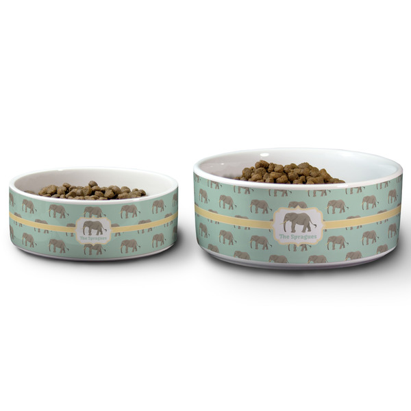 Elephant Ceramic Dog Bowls - Size Comparison