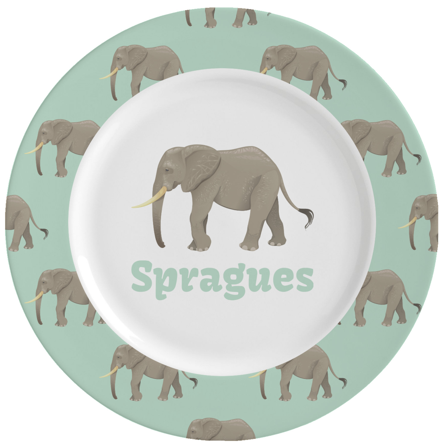 Elephant Ceramic Dinner Plates (Set of 4) (Personalized) - YouCustomizeIt