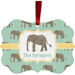 Elephant Metal Frame Ornament - Double Sided w/ Name or Text