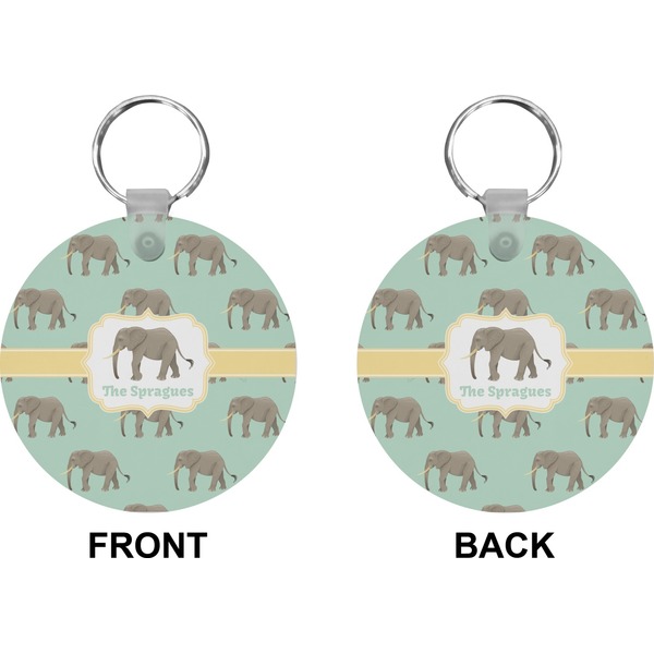 Elephant Circle Keychain (Front + Back)