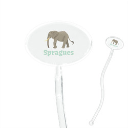 Elephant 7" Oval Plastic Stir Sticks - Clear (Personalized)