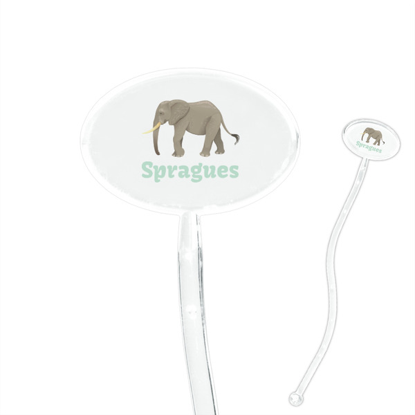 Custom Elephant 7" Oval Plastic Stir Sticks - Clear (Personalized)