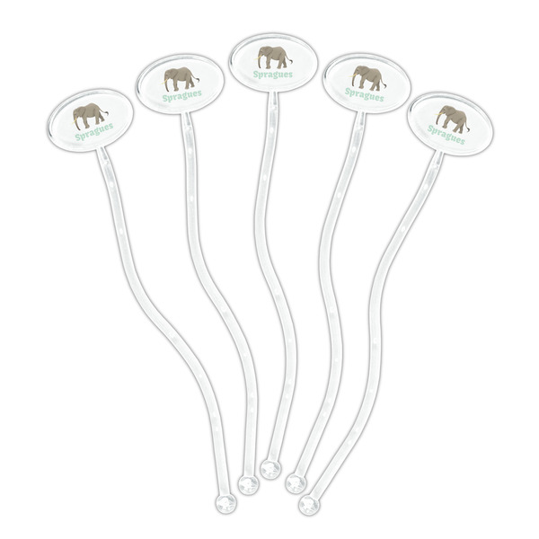 Elephant Clear Plastic 7" Stir Stick - Oval - Fan