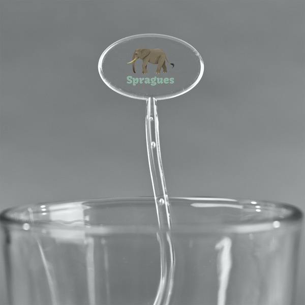 Elephant Clear Plastic 7" Stir Stick - Oval - Main