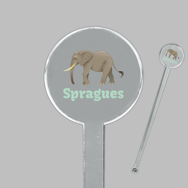 Elephant Clear Plastic 7" Stir Stick - Round - Closeup