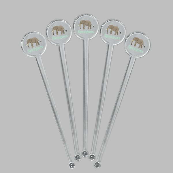 Elephant Clear Plastic 7" Stir Stick - Round - Fan View