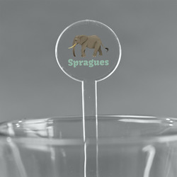 Elephant 7" Round Plastic Stir Sticks - Clear (Personalized)