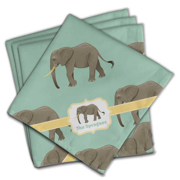 Custom Elephant Cloth Napkins (Set of 4) (Personalized)