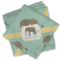 Elephant Cloth Cocktail Napkins - Set of 4 w/ Name or Text