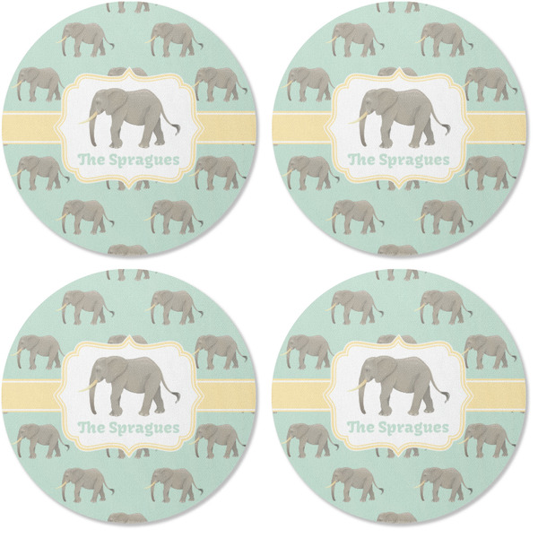 Elephant Coaster Round Rubber Back - Apvl