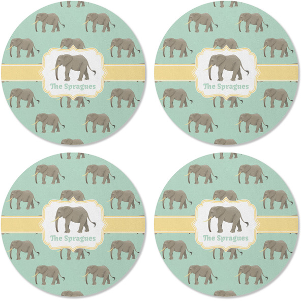 Elephant Coaster Round Rubber Back - Apvl