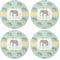 Elephant Coaster Round Rubber Back - Apvl