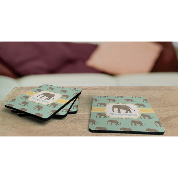 Elephant Coaster Rubber Back - On Coffee Table