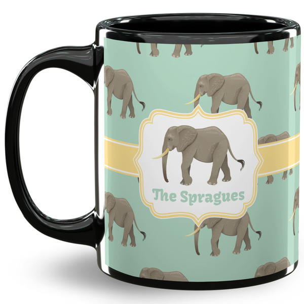 Custom Elephant 11 Oz Coffee Mug - Black (Personalized)