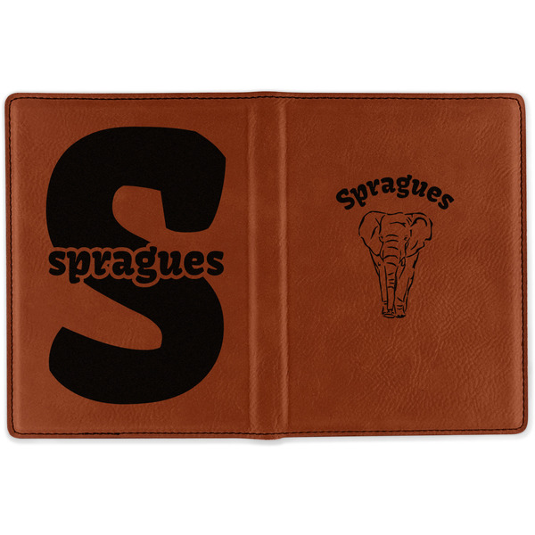Elephant Cognac Leather Passport Holder Outside Double Sided - Apvl