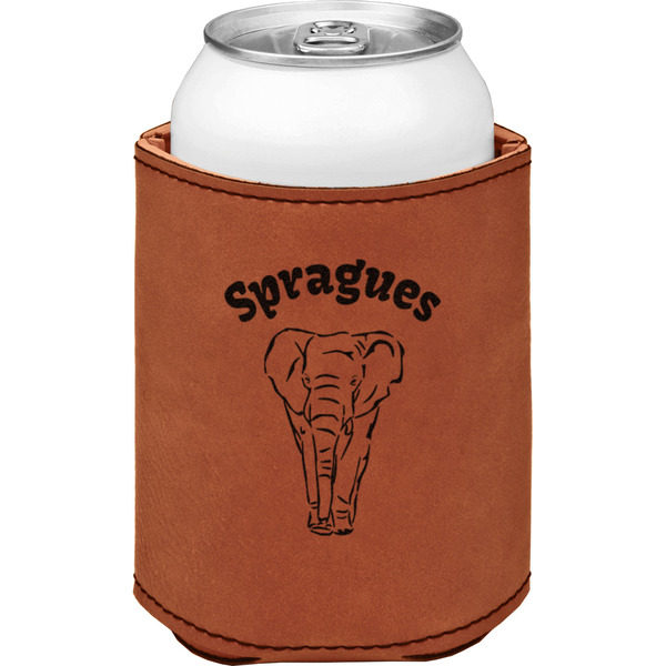 Custom Elephant Leatherette Can Sleeve - Single Sided (Personalized)