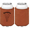 Elephant Cognac Leatherette Can Sleeve - Single Sided Front and Back