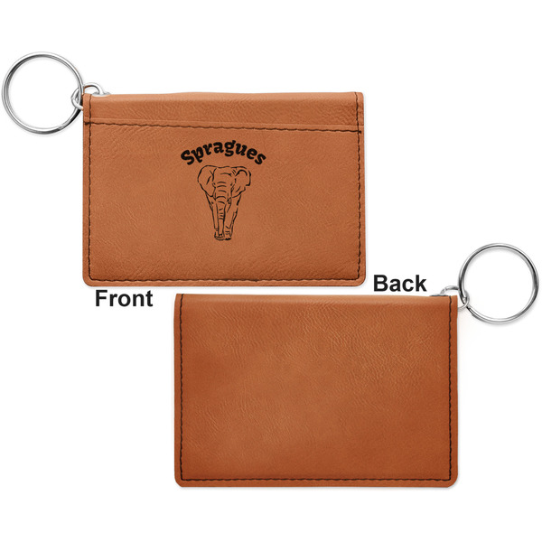 Elephant Cognac Leatherette Keychain ID Holders - Front Apvl