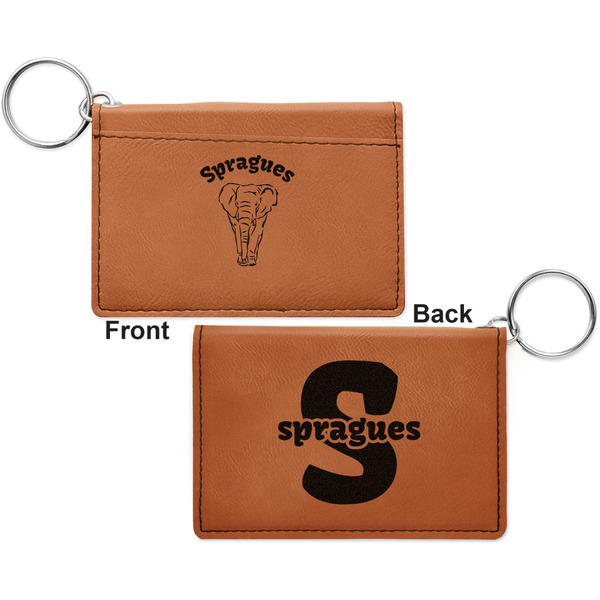 Elephant Cognac Leatherette Keychain ID Holders - Front and Back Apvl