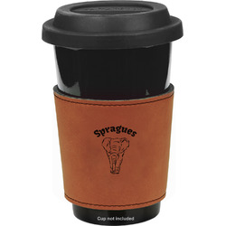 Elephant Leatherette Cup Sleeve - Double Sided (Personalized)