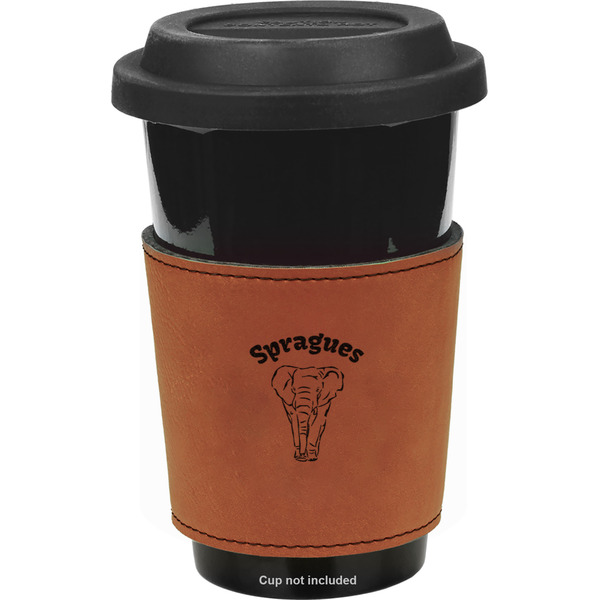 Custom Elephant Leatherette Cup Sleeve - Single Sided (Personalized)