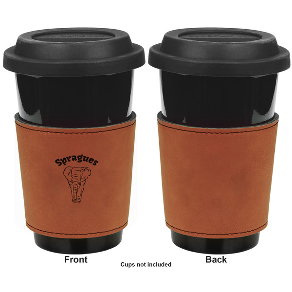 Elephant Cognac Leatherette Mug Sleeve - Single Sided Apvl