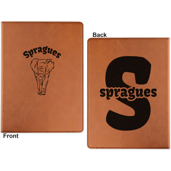Elephant Cognac Leatherette Portfolios with Notepad - Large - Double Sided - Apvl