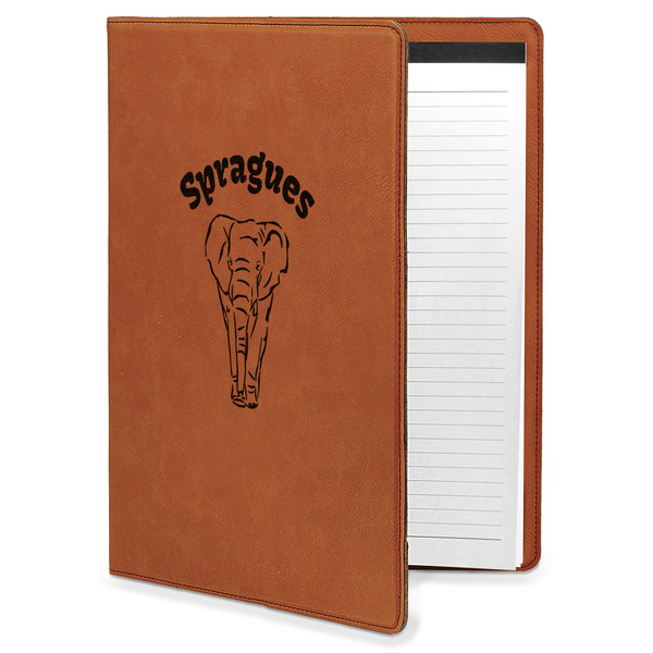 Custom Elephant Leatherette Portfolio with Notepad - Large - Double Sided (Personalized)