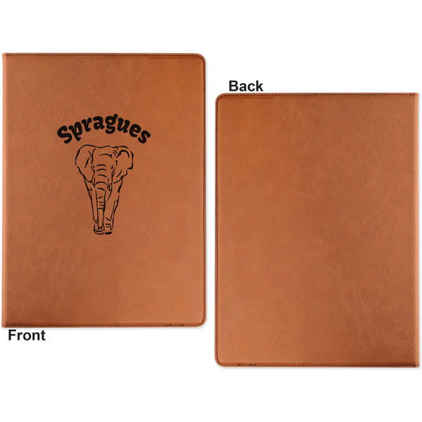 Elephant Cognac Leatherette Portfolios with Notepad - Large - Single Sided - Apvl