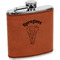 Elephant Cognac Leatherette Wrapped Stainless Steel Flask