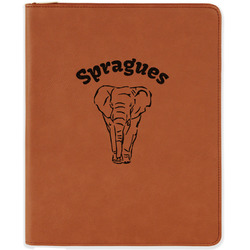 Elephant Leatherette Zipper Portfolio with Notepad (Personalized)