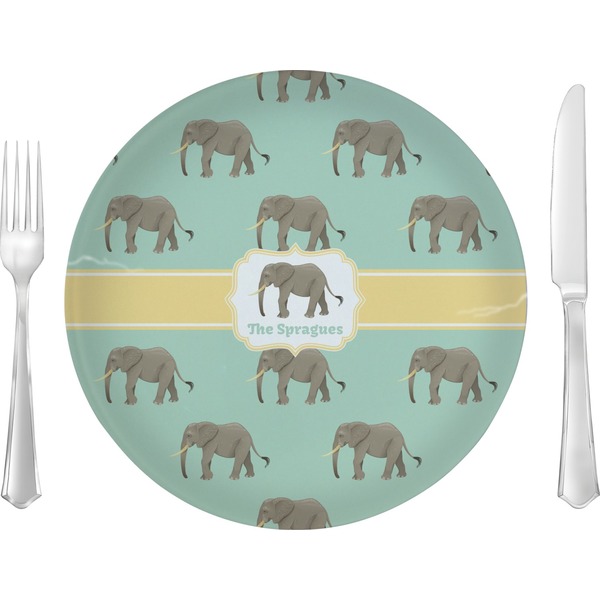 Custom Elephant 10" Glass Lunch / Dinner Plates - Single or Set (Personalized)