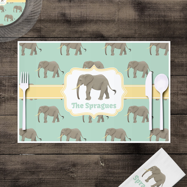Elephant Disposable Paper Placemat - In Context