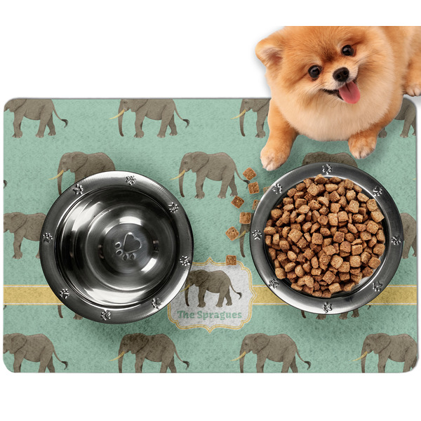 Custom Elephant Dog Food Mat - Small w/ Name or Text