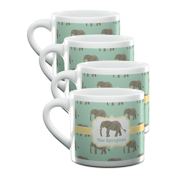 Custom Elephant Double Shot Espresso Cups - Set of 4 (Personalized)