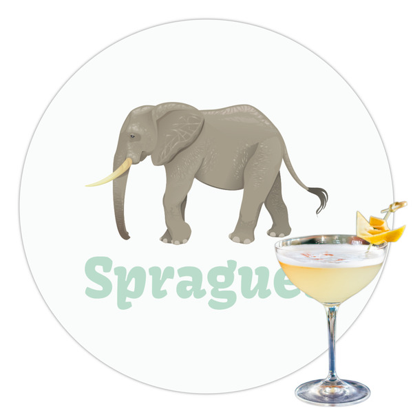 Custom Elephant Printed Drink Topper - 3.5" (Personalized)