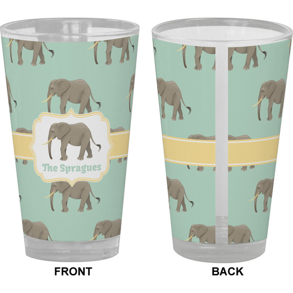 Elephant Pint Glass - Full Color - Front & Back Views