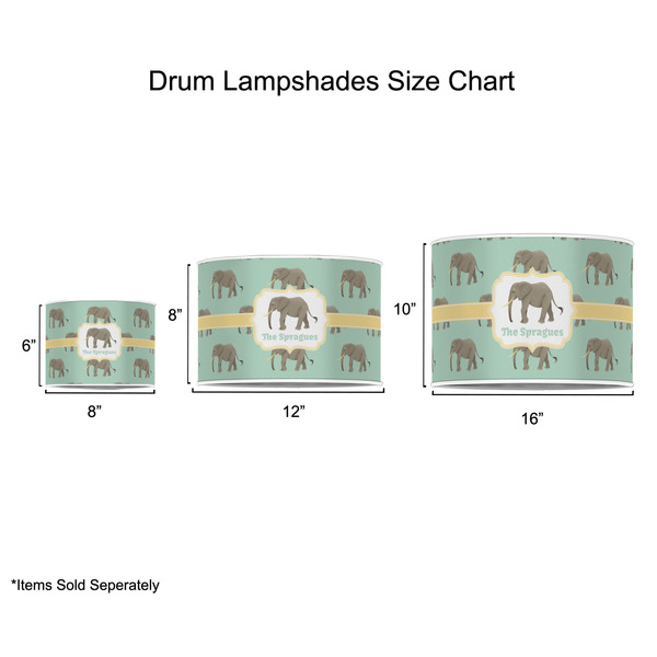 Elephant Drum Lampshades - Sizing Chart